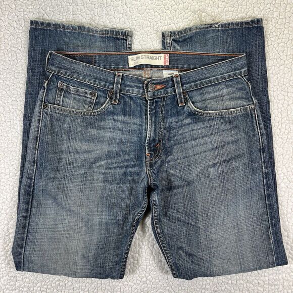 Levi’s 514 Jeans Men’s Size 32x32 Blue Slim Straight Y2K Grunge Streetwear - Picture 1 of 12